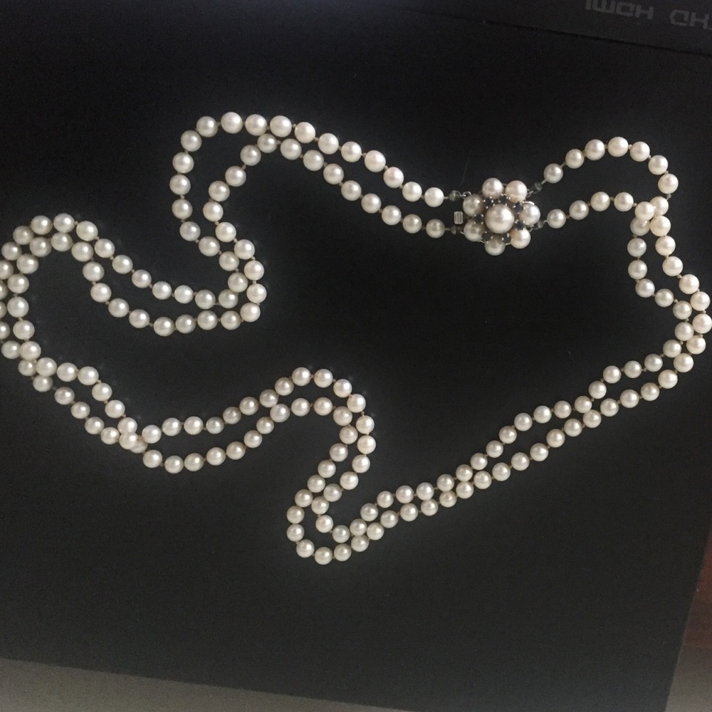 Double strand petal necklace with  blue sapphires